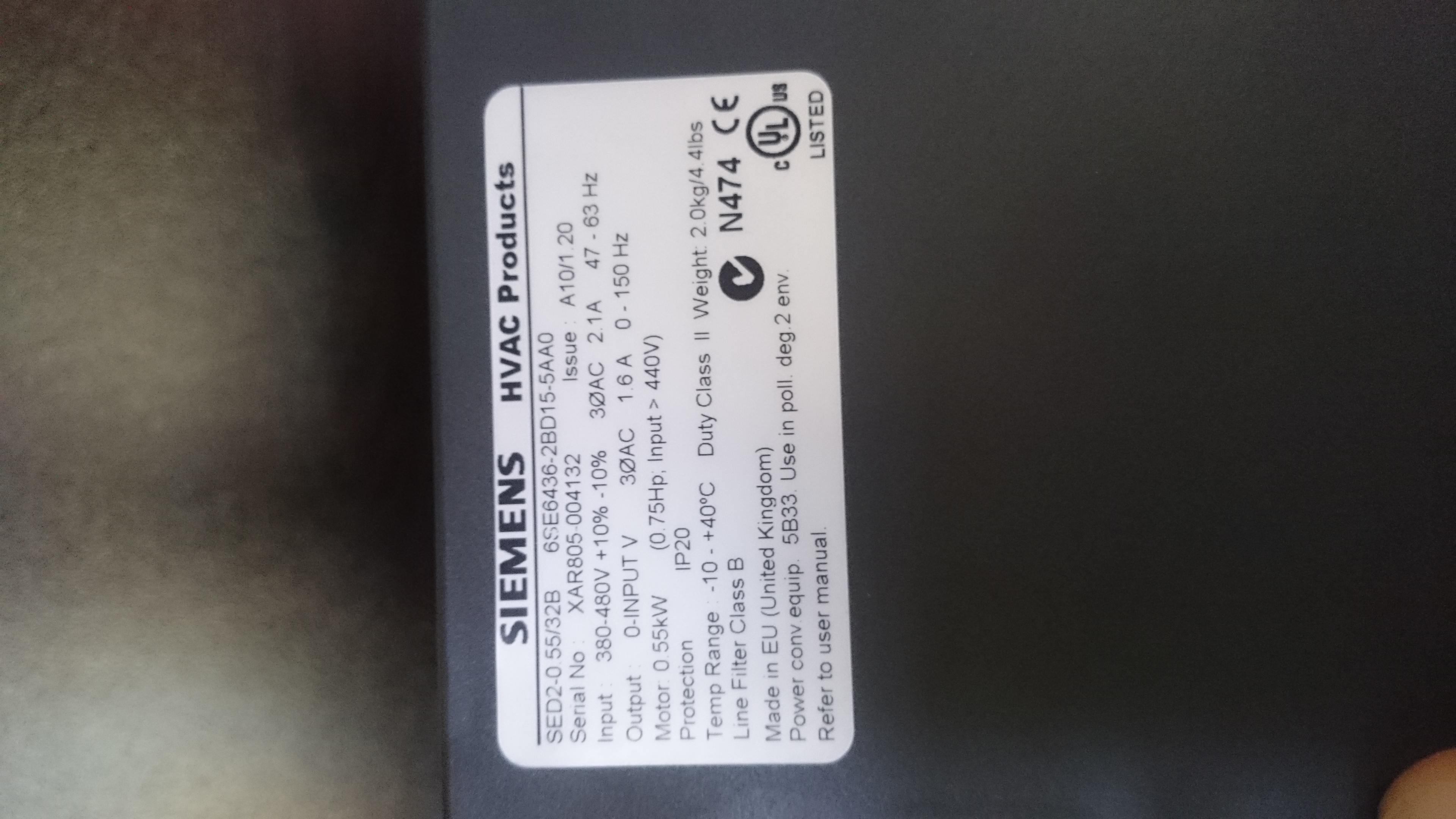 FREKANS INVERTER SIEMENS 0,55 KW